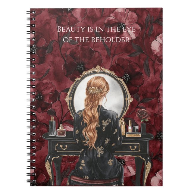 Caderno Espiral Red Head Boudoir Burgundy Floral (Frente)