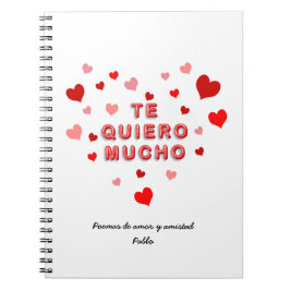 Caderno Espiral Red Heart Confetti Te Quiero Mucho 3d Letters
