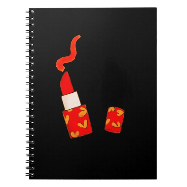 Caderno Espiral Red Heart Lipstick Pop Art Design (Frente)