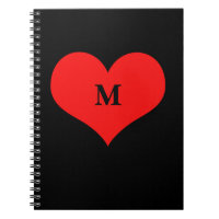 Red Heart Monogramed Nome inicial Black Cute