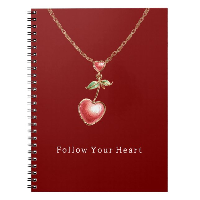 Caderno Espiral Red Hearts Gold Necklace (Frente)