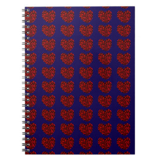 Caderno Espiral Red Hearts on Blue Spiral Notebook