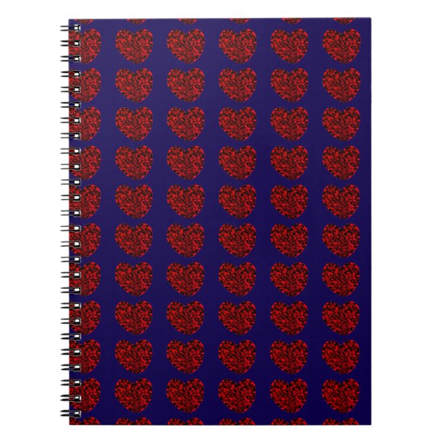 Caderno Espiral Red Hearts on Blue Spiral Notebook (Frente)