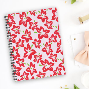 Caderno Espiral Red Hibiscus, Flores Vermelhas, Padrão De Flores