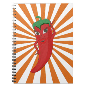 Caderno Espiral Red Hot Pepper Diva Faux Embroiderme Impressão