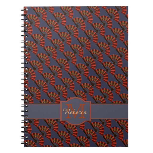 Caderno Espiral Red Japanese Antique Fans Elegant Personalised (Frente)