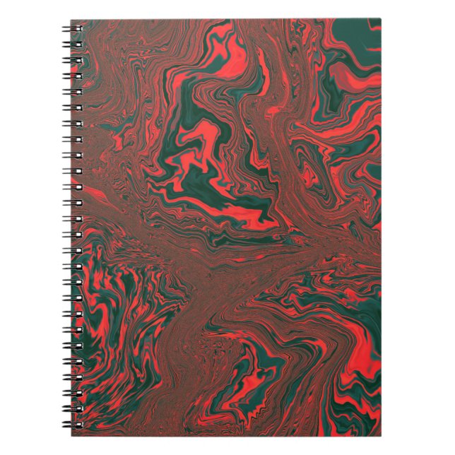 Caderno Espiral Red Liquid Marble Abstract Pattern (Frente)