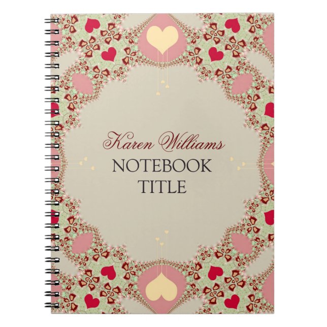 Caderno Espiral Red Love Hearts Pastel Lace Notebook (Frente)