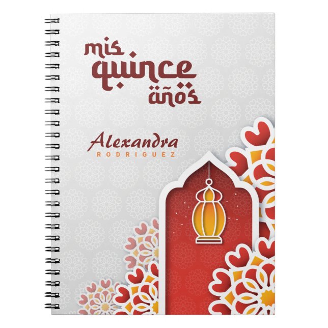 Caderno Espiral Red Orange Yellow Flower Arabe Night Quinceañera (Frente)