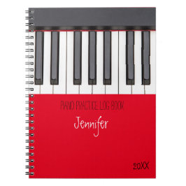 Caderno Espiral Red Piano Practice Log Book