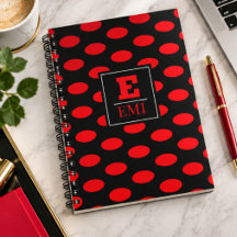 Red Polka Dot Monogram Chic Black and Red