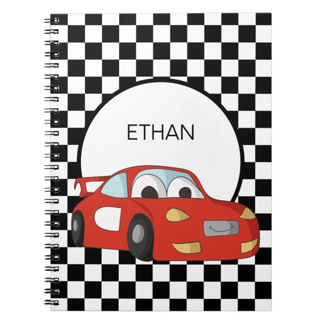 Caderno Espiral Red Race Car Black White Flag Child (Frente)