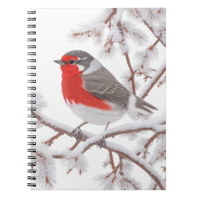 Caderno Espiral Red Robin Bird em neve (Frente)