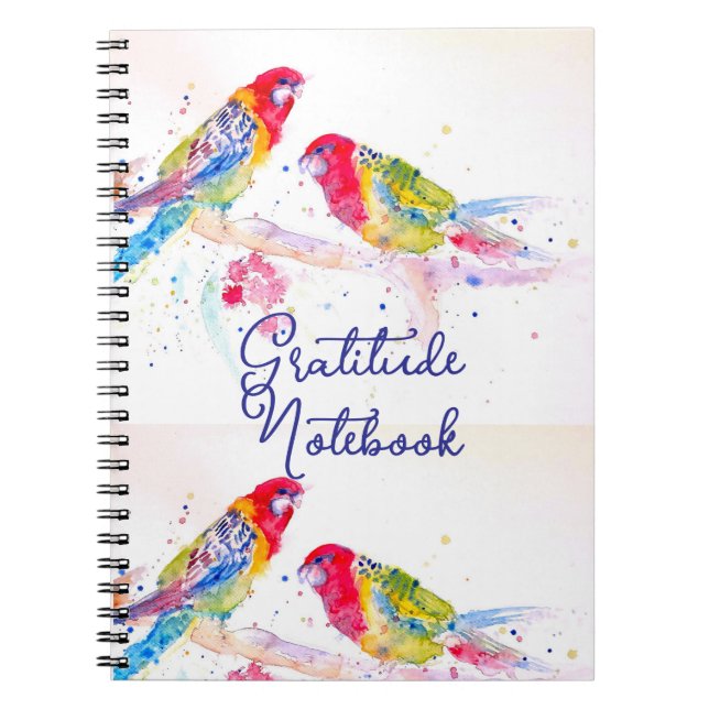 Caderno Espiral Red Rosella Parrot Parrots Birds Gratitude Journal (Frente)