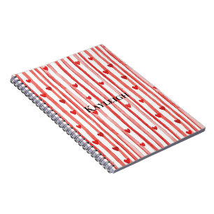 Caderno Espiral Red Stripes & Hearts