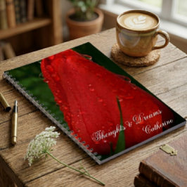 Caderno Espiral Red Tulip Macro Photo Personalized Notebook Journa
