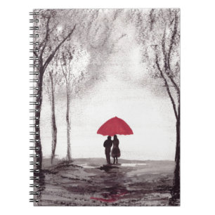 Caderno Espiral Red umbrella love couple