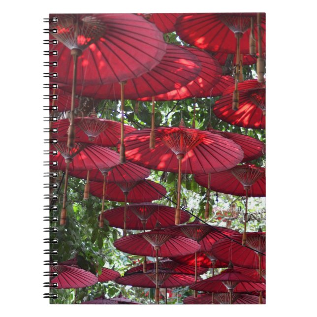 Caderno Espiral Red Umbrellas in the Sky - Asian Spiral Notebook (Frente)