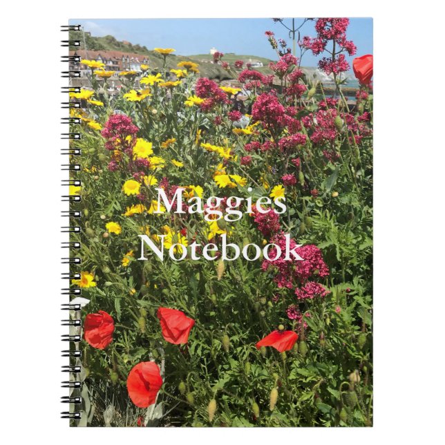 Caderno Espiral Red Valerian, Daisies Amarelas e Poppies Vermelhos (Frente)