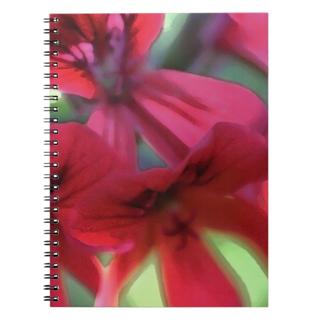 Caderno Espiral Red Watercolor Geraniums (Frente)