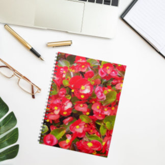 Caderno Espiral Red Wax Begonias Floral