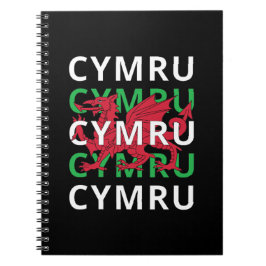 Caderno Espiral Red Welsh Dragon Cymru Repetindo Texto Raízes de W