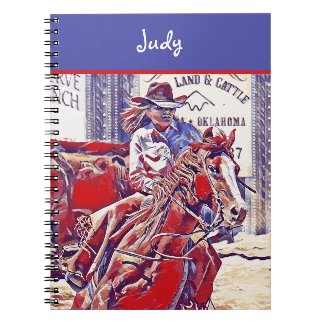 Caderno Espiral Red White e Blue All American Barrel Racer (Frente)