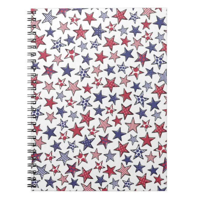 Caderno Espiral Red White e Blue Stars América Patriótica (Frente)