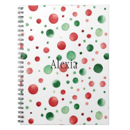 Caderno Espiral Red White Green Dots Christmas