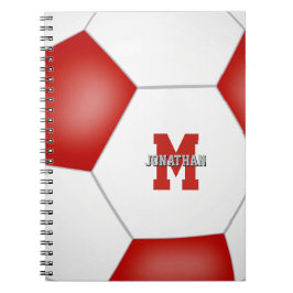 Caderno Espiral red white team colors boys girls soccer
