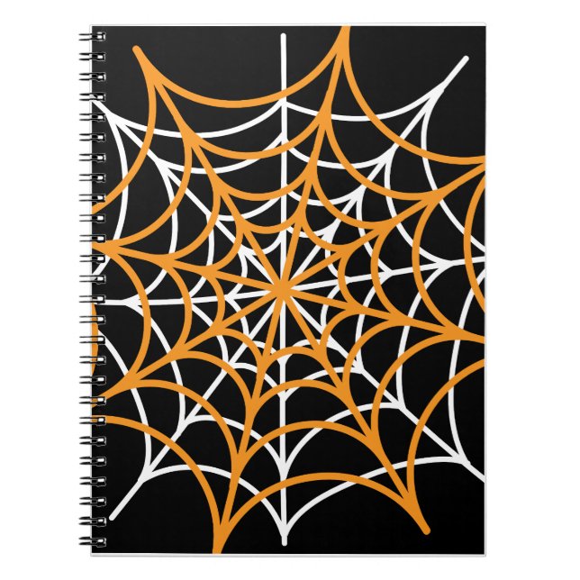 Caderno Espiral Rede de aranha branca e laranja (Frente)