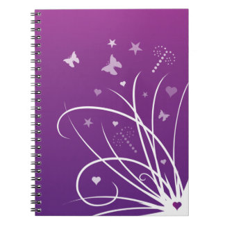 Caderno Espiral Redemoinho roxo e cor-de-rosa da borboleta