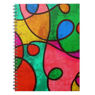 Caderno Espiral Redemoinhos abstratos do arco-íris dos grafites
