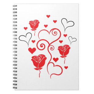 Caderno Espiral Redemoinhos de Corações e Rosas