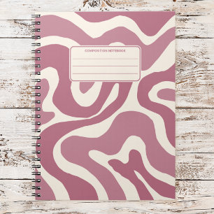 Caderno Espiral Redemoinhos Líquidos Retro Composição Abstrata Vin