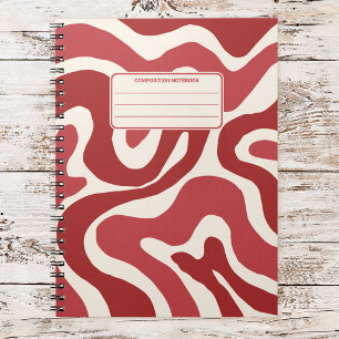 Caderno Espiral Redemoinhos Líquidos Retrô Composição Abstrata Vin