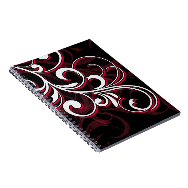 Caderno Espiral Redemoinhos Vermelhos e Brancos (Lado Direito)