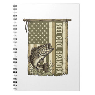 Caderno Espiral Reel Avô Legal Camisa de Pesca de Bass Vintage Des