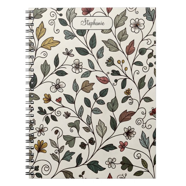 Caderno Espiral Reflective Intricate Whimsical Vine (Frente)
