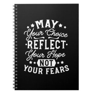 Caderno Espiral Reflete Esperança Não Medo – Citação Motivacional