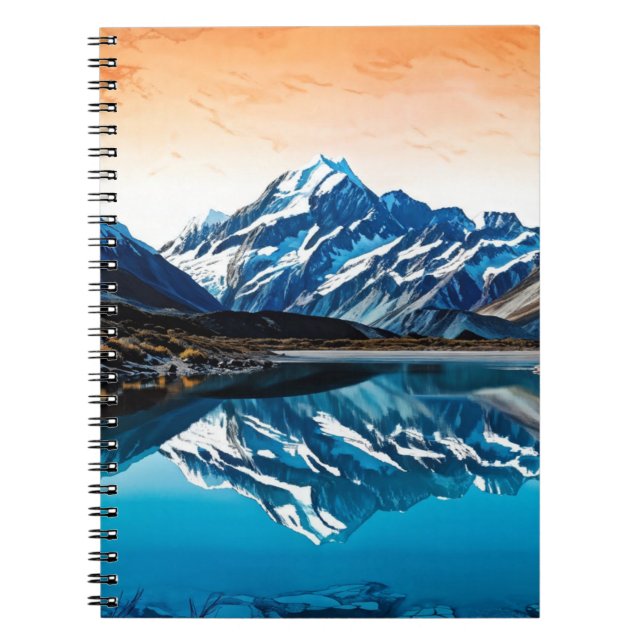 Caderno Espiral Reflexão de uma Montanha | Diário para notebook (Frente)