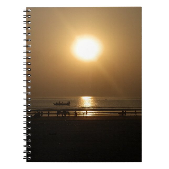 Caderno Espiral Reflexão Sunset no Verão ouro na Praia (Frente)