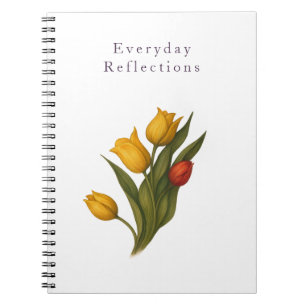 Caderno Espiral Reflexos de Tulipa — Diário Luxuoso Branco Cintila