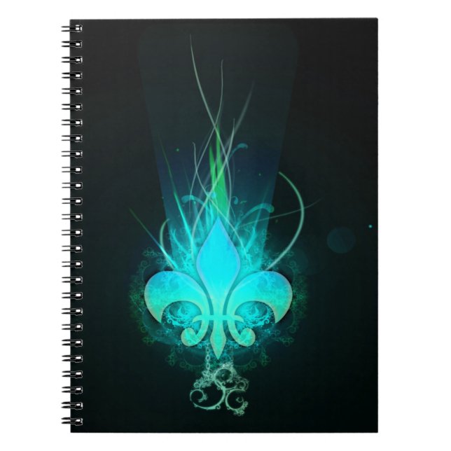 Caderno Espiral refrigere a flor lis do desenhar (Frente)