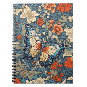 Caderno Espiral Regal Butterfly Amidst William Morris Floral