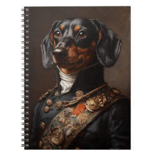 Caderno Espiral Regal Dachshund no Uniforme Militar Napoleônico