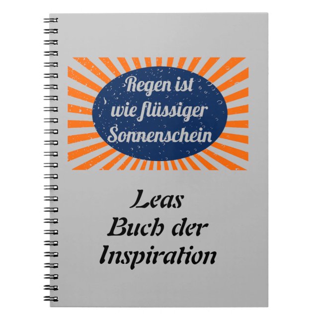 Caderno Espiral Regen flüssiger Sonnenschein mit Namen (Frente)