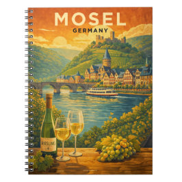 Caderno Espiral Região Vinícola da Alemanha Mosel Viagem Vintage A
