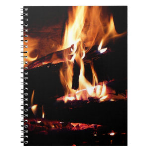 Caderno Espiral Registros na fotografia de fogo quente da Lareira