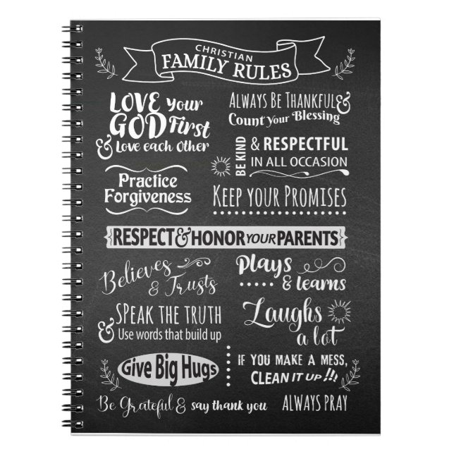 Caderno Espiral Regras da família - valores cristãos para viver ju (Frente)